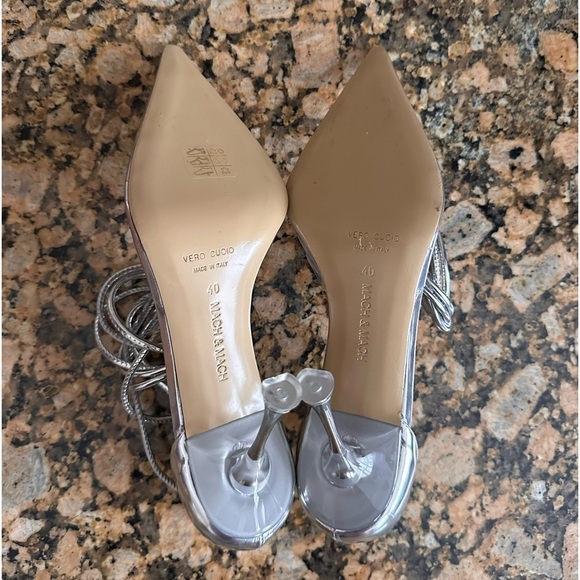 Mach & Mach Crystal Bow PVC Ankle Wrap Pumps - Picture 6 of 8